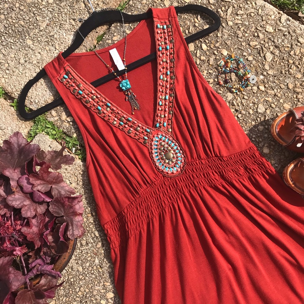 Xhilaration beaded sundress size large